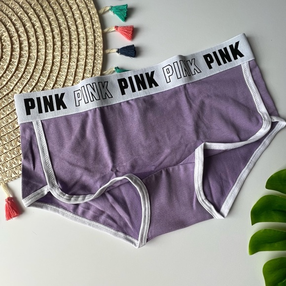 Victoria's Secret PINK Logo Boyshort Panty Chalk Violet Small NEW - Picture 6 of 6